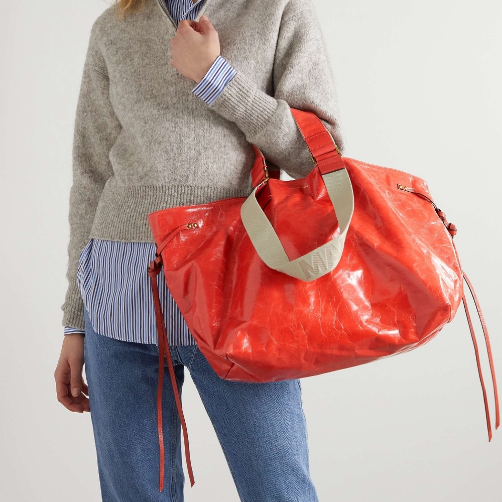 Isabel Marant Crinkled Patent Leather Tote
